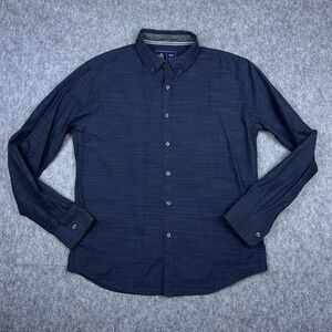 Rugby University Men's Button Down Shirt Navy Blue 50/50 Long Sleeve Size Large
